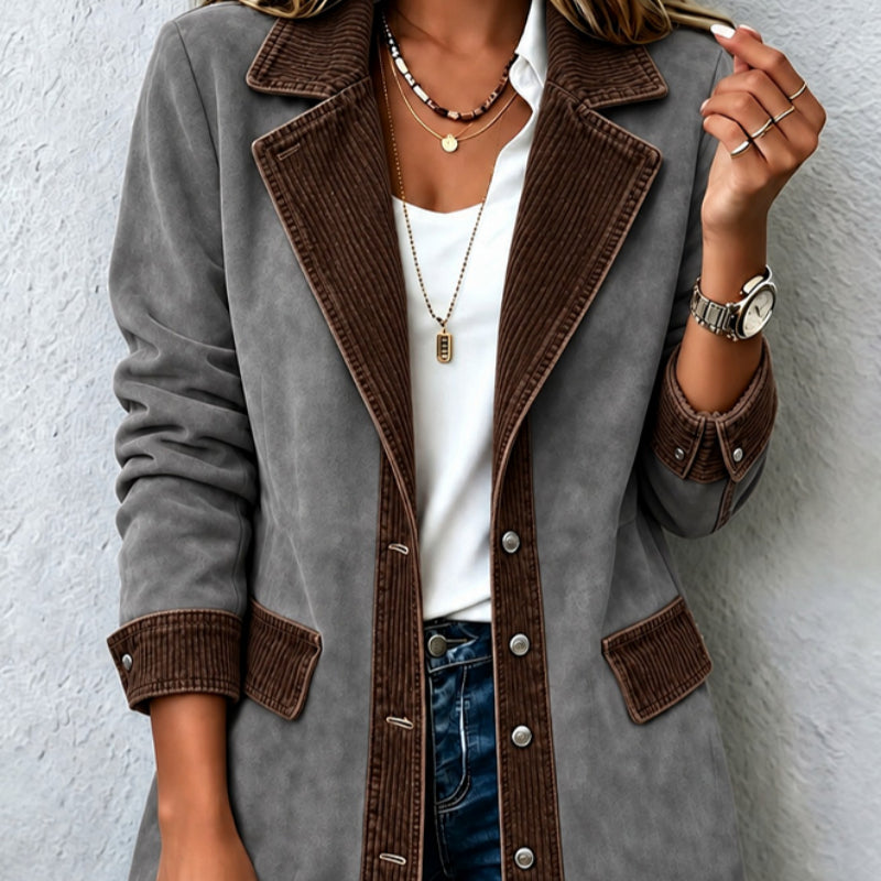 Manteau femme à col tailleur et velours côtelé – photo 1