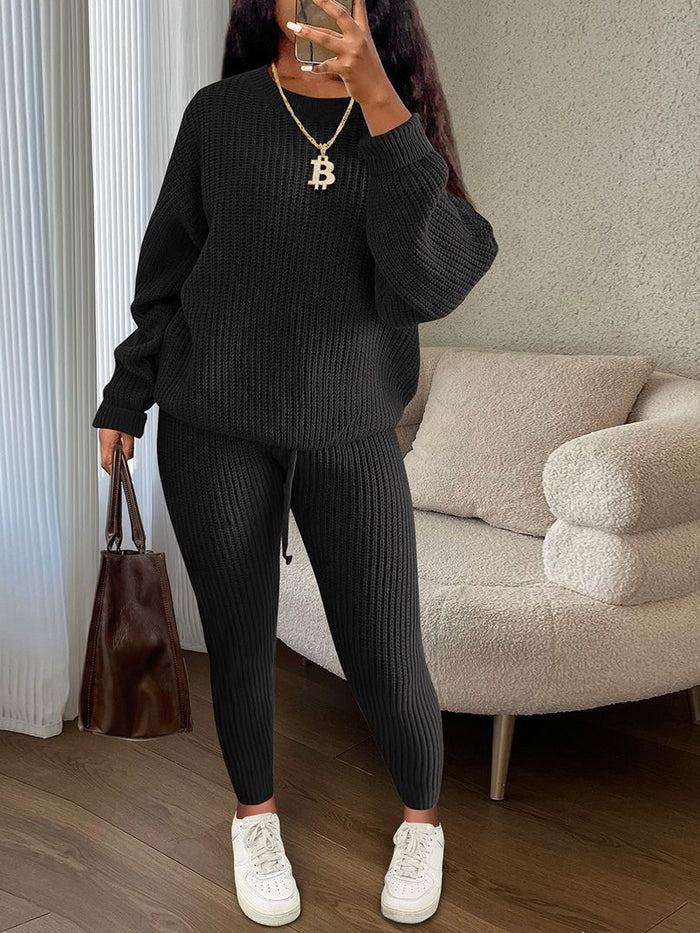Ensemble femme pull et pantalon en maille casual chic - photo 1