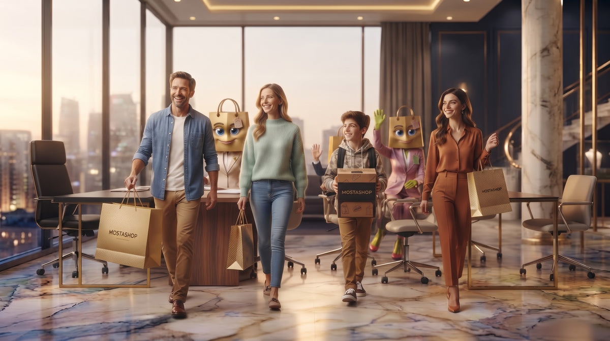 Famille Mostashop et client satisfait